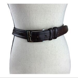 Men’s Brown Patterned Leather Belt Two-tone Buckle‎